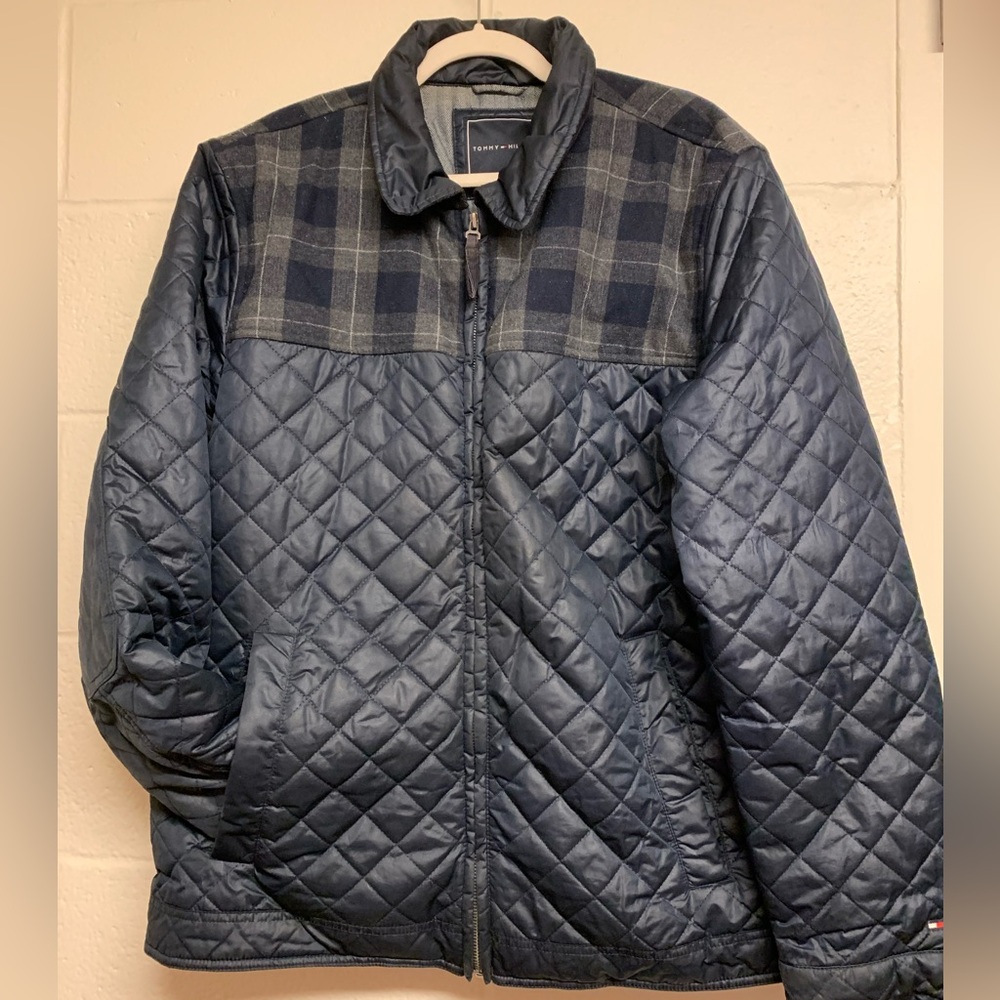 Tommy Hilfiger Quilted Wool blend Mens Large Jacket Dark Blue